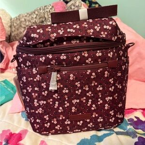 Poppy & Peonies Floral Burgundy Lunch Bag